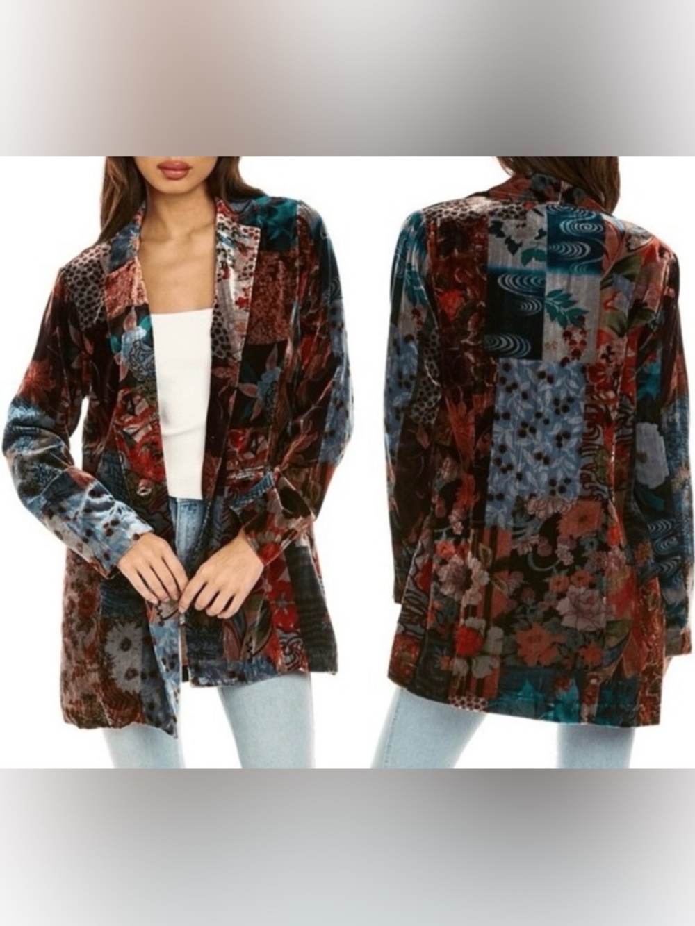 Johnny Was EUC Grace Juno Velvet Patchwork Blazer